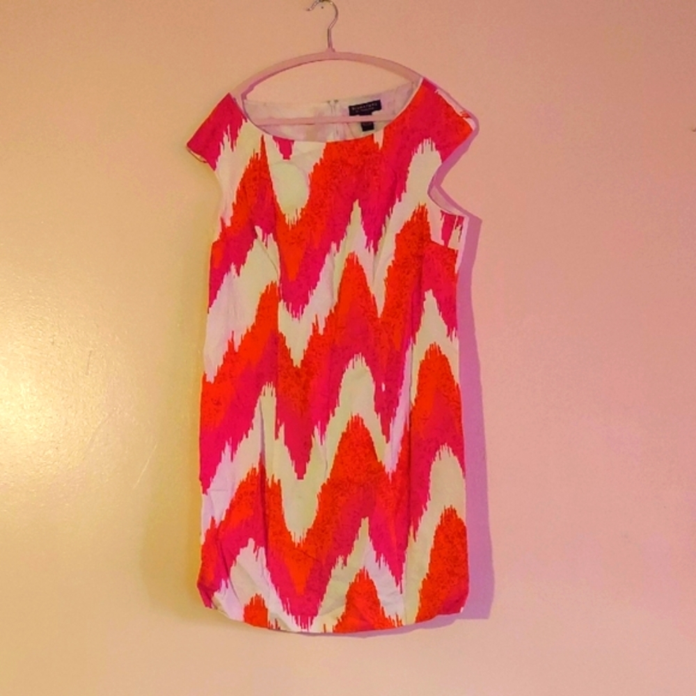 Vibrant Pink and Orange Zigzag Dress